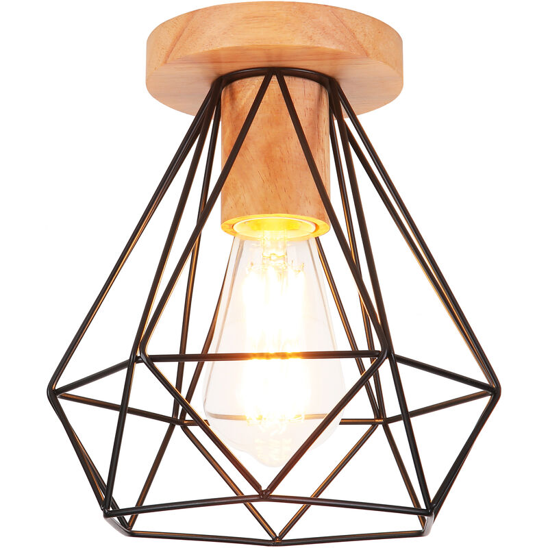 foto del prodotto axhup diamante lampada da soffitto interno in metallo e legno lampada industriale moderno per corridoio scala camera da letto nero