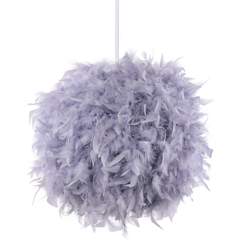 foto del prodotto axhup lampada a sospensione creativa, lampadario moderno con paralume in piuma, plafoniere romantiche grigio, 35cm 