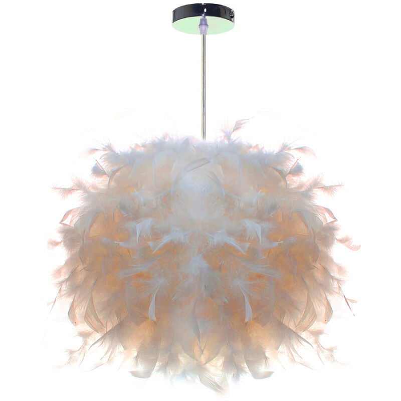 foto del prodotto axhup lampada a sospensione in piuma lampadario lampadario moderno lampada romantico creativo e27 bianco, 25cm 