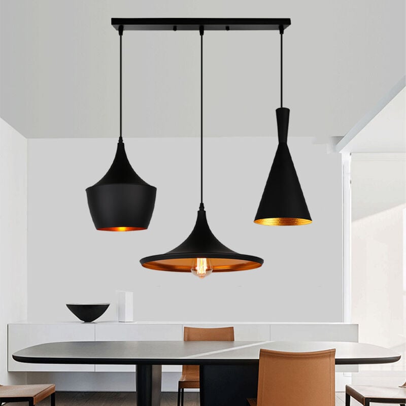 foto del prodotto axhup lampada a sospensione set di 3, vintage lampada da soffitto, insdustraile stile illuminazione con paralume in metallo attacco e27 per