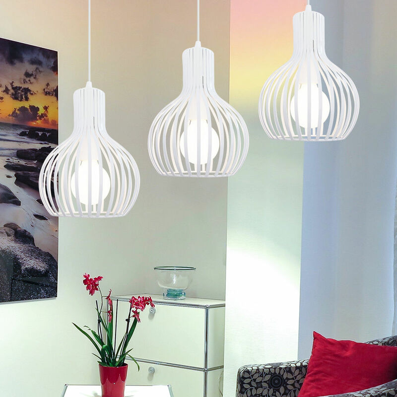 foto del prodotto axhup lampada a sospensione vintage industriale stile illuminazione da soffitto con 20cm gabbia zucca in metallo 3 luci con portalampada a palo