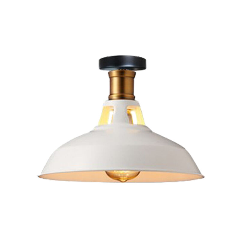 foto del prodotto axhup lampada da soffitto 27cm plafoniera industriale vintage ferro paralume bianco lampada corridoio balcone scale 1pcs