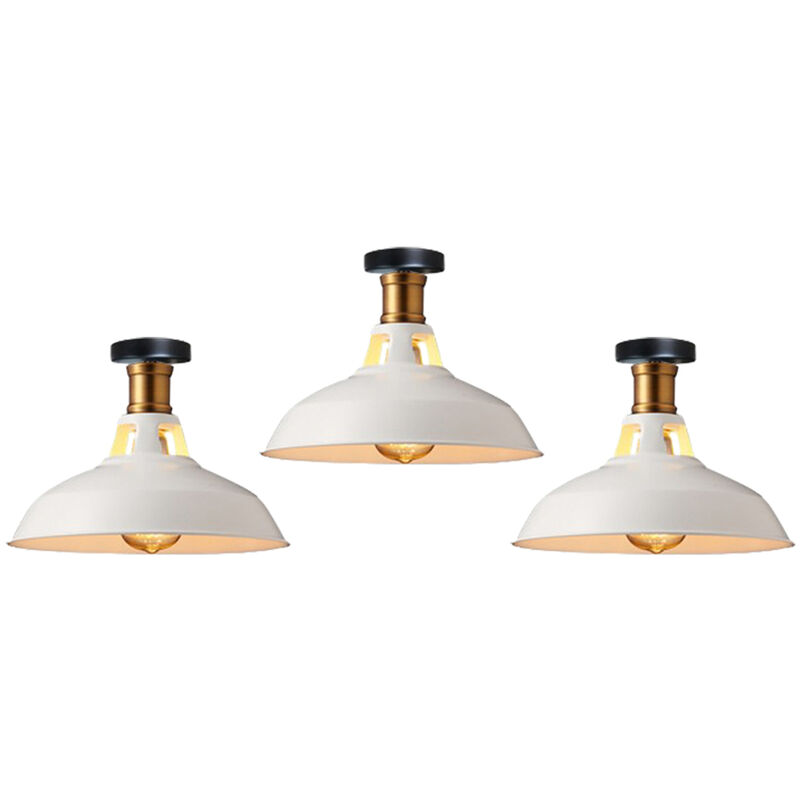 foto del prodotto axhup lampada da soffitto 27cm plafoniera industriale vintage ferro paralume bianco lampada corridoio balcone scale 3pcs