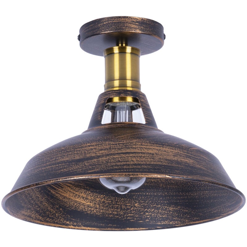 foto del prodotto axhup lampada da soffitto 27cm plafoniera industriale vintage ferro paralume bronzo lampada corridoio balcone scale 1pcs