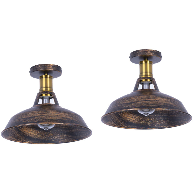 foto del prodotto axhup lampada da soffitto 27cm plafoniera industriale vintage ferro paralume bronzo lampada corridoio balcone scale 2pcs