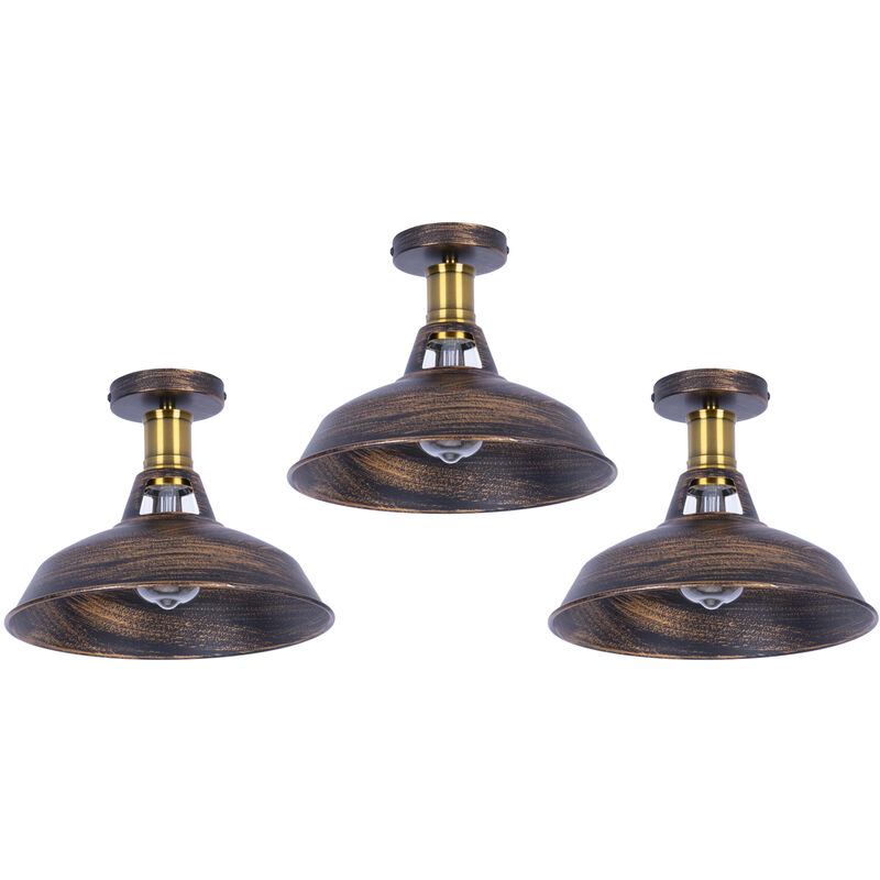 foto del prodotto axhup lampada da soffitto 27cm plafoniera industriale vintage ferro paralume bronzo lampada corridoio balcone scale 3pcs