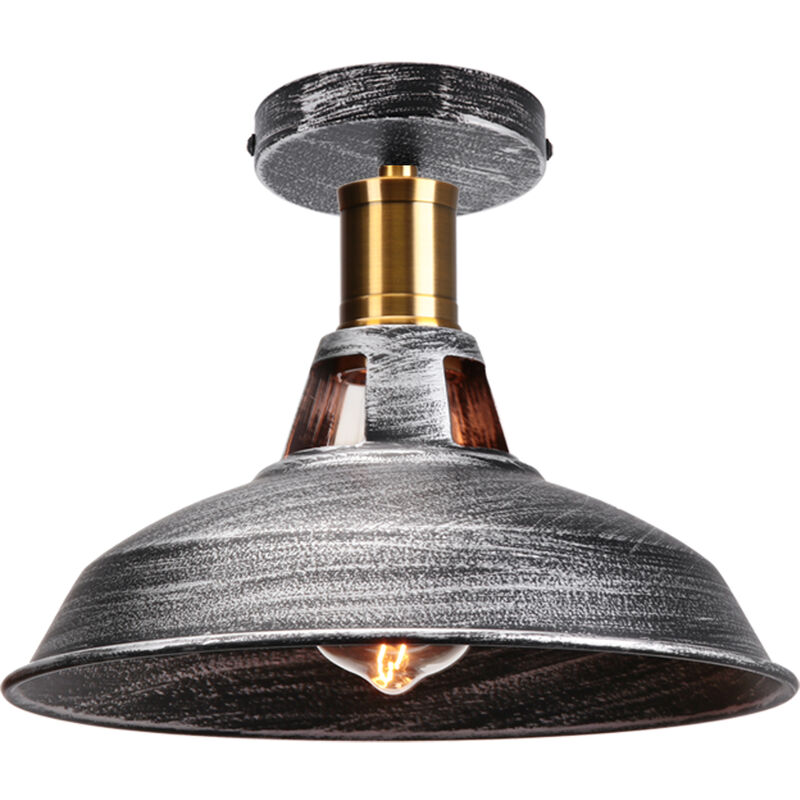 foto del prodotto axhup lampada da soffitto 27cm plafoniera industriale vintage ferro paralume grigio argento lampada corridoio balcone scale 1pcs