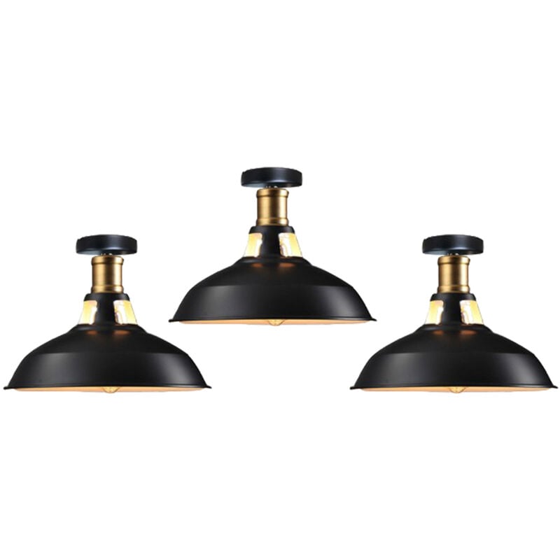 foto del prodotto axhup lampada da soffitto 27cm plafoniera industriale vintage ferro paralume nero bianco lampada corridoio balcone scale 3pcs