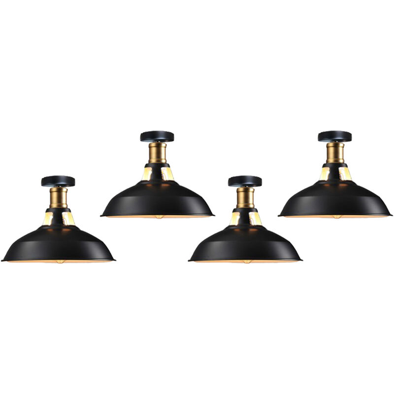 foto del prodotto axhup lampada da soffitto 27cm plafoniera industriale vintage ferro paralume nero bianco lampada corridoio balcone scale 4pcs