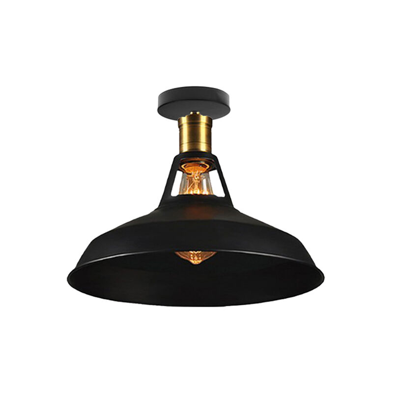 foto del prodotto axhup lampada da soffitto 27cm plafoniera industriale vintage ferro paralume nero lampada corridoio balcone scale 1pcs