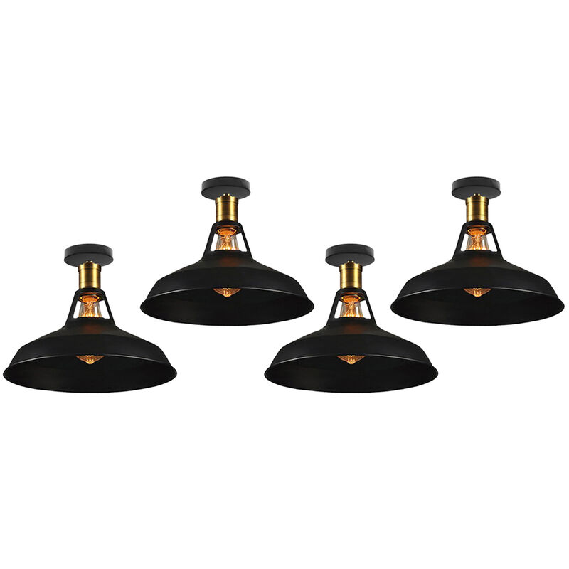 foto del prodotto axhup lampada da soffitto 27cm plafoniera industriale vintage ferro paralume nero lampada corridoio balcone scale 4pcs
