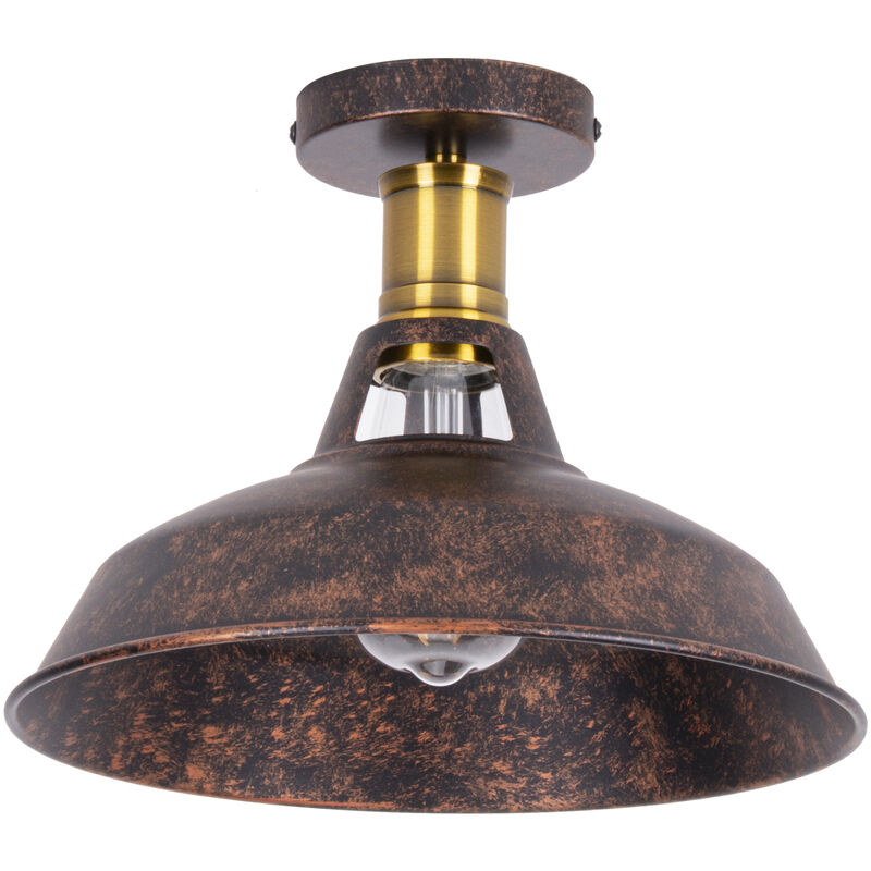 foto del prodotto axhup lampada da soffitto 27cm plafoniera industriale vintage ferro paralume ruggine lampada corridoio balcone scale 1pcs