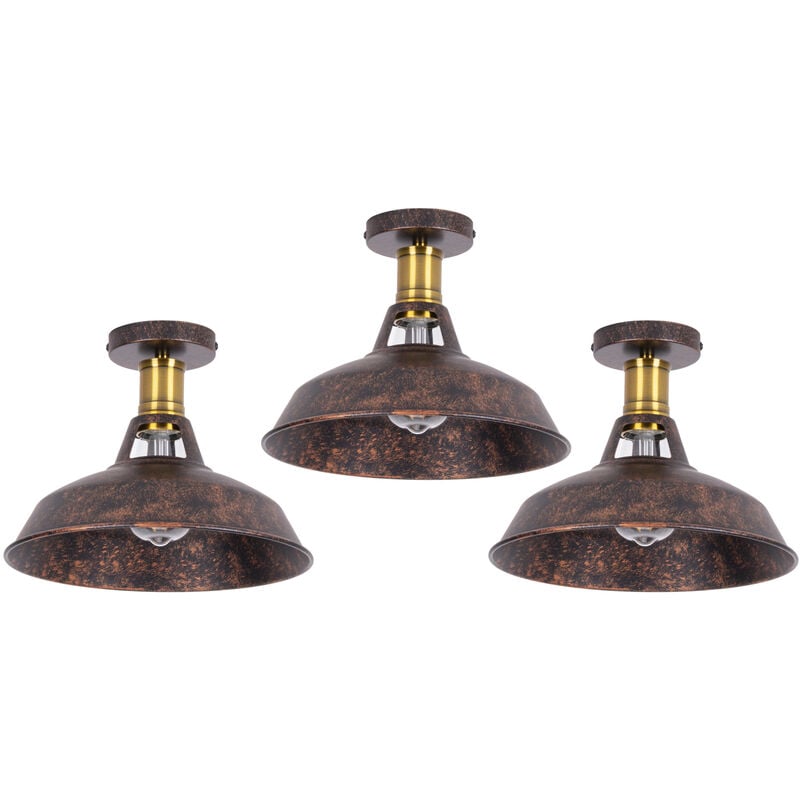 foto del prodotto axhup lampada da soffitto 27cm plafoniera industriale vintage ferro paralume ruggine lampada corridoio balcone scale 3pcs