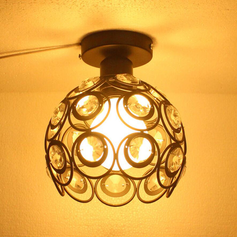 foto del prodotto axhup lampada da soffitto in cristallo, lampada 20cm paralume fatto di ferro, illuminazione per corridoio cucina camera da letto nero