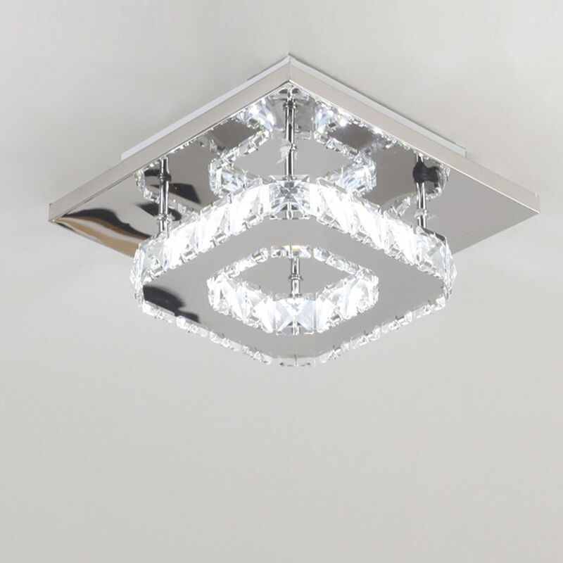 foto del prodotto axhup lampada da soffitto quadrata in cristallo a led, luce bianca fredda argento moderna e semplice, utilizzata in soggiorno e camera da letto