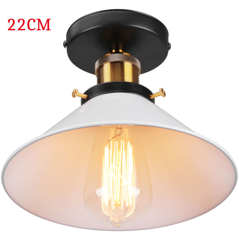 foto del prodotto axhup lampada da soffitto vintage retr lampadario industriale in ferro paralume 22cm per camera da letto, soggiorno, cucina bianco
