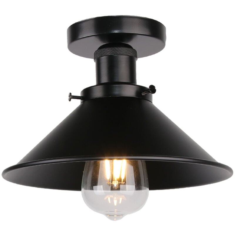 foto del prodotto axhup lampada da soffitto vintage retr lampadario industriale in ferro paralume 22cm per camera da letto, soggiorno, cucina tutto nero