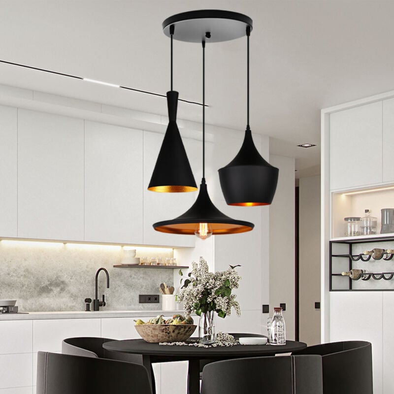 foto del prodotto axhup lampadario artistico geometrico l mpara colgante 3 luci e27 lampada industriale con base rotonda l mpara de techo per cucina soggiorno camera