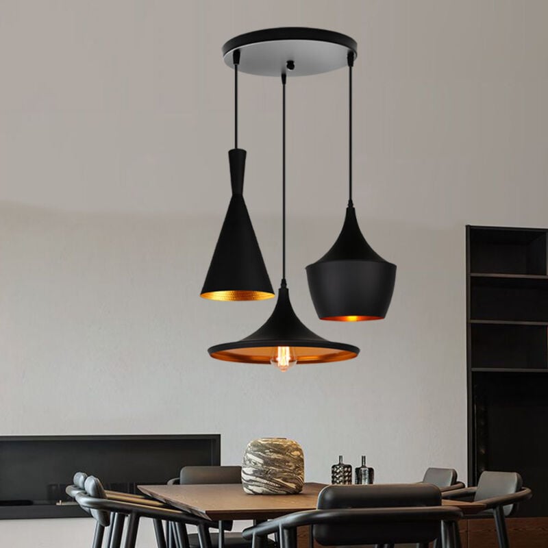 foto del prodotto axhup lampadario moderno industriale l mpara colgante in metallo illuminazione 3 luci e27 plafoniera in stile geometrico artistico per sala da