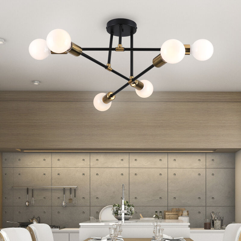 foto del prodotto axhup plafoniera 6x e27 lampade vintage industriale lampadario per cucina camera da letto soggiorno nero rame