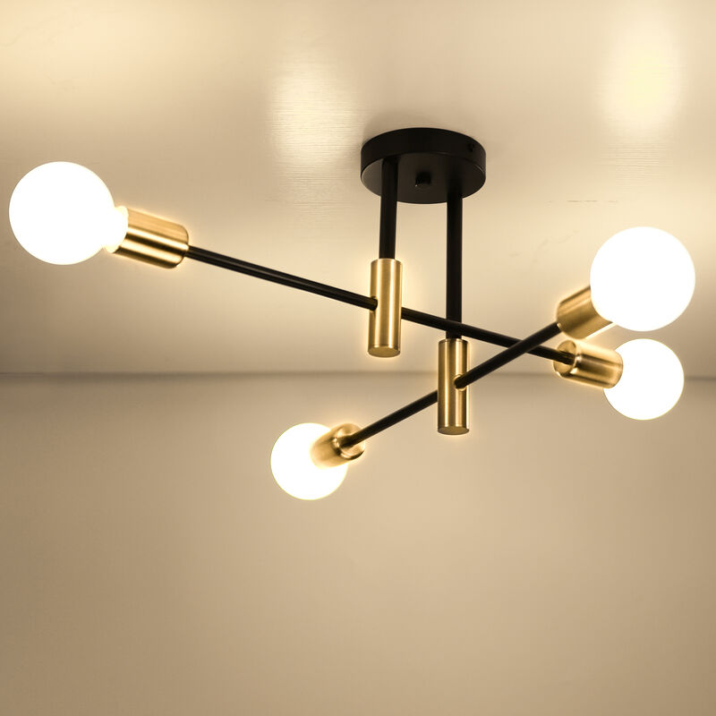 foto del prodotto axhup plafoniera in metallo e27 lampada da soffitto industriale 4 prese edison lampadario a sospensione moderna illuminazione interna per soggiorno