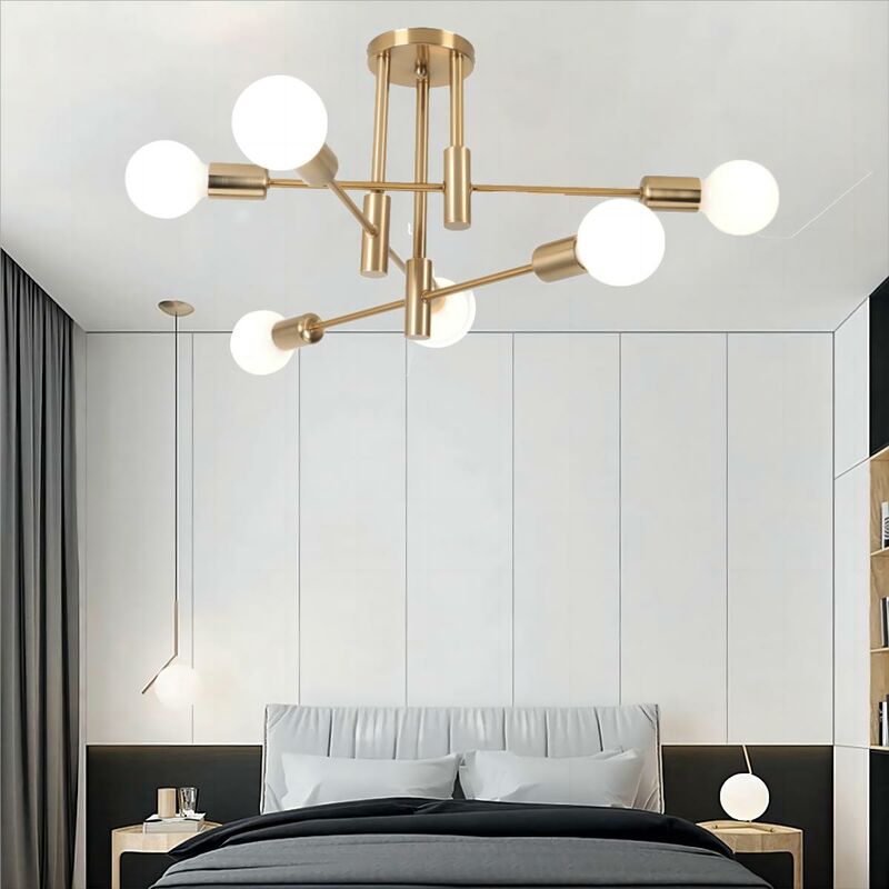 foto del prodotto axhup plafoniera industriale moderna a 6 luci illuminazione in metallo per interni e27 lampada da soffitto lampadario per soggiorno cucina camera