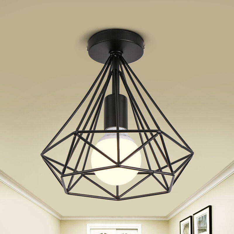 foto del prodotto axhup plafoniera, lampada da soffitto in industriale stile, illuminazione 25cm con gabbia a form di diamantata per soggiorno camera da letto 1x