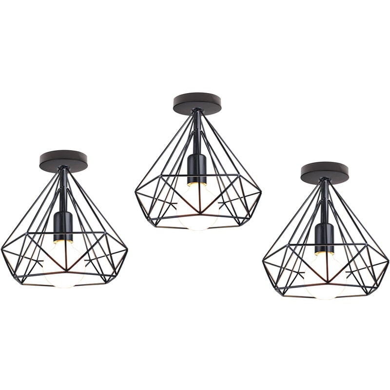 foto del prodotto axhup plafoniera, lampada da soffitto in industriale stile, illuminazione 25cm con gabbia a form di diamantata per soggiorno camera da letto 3x