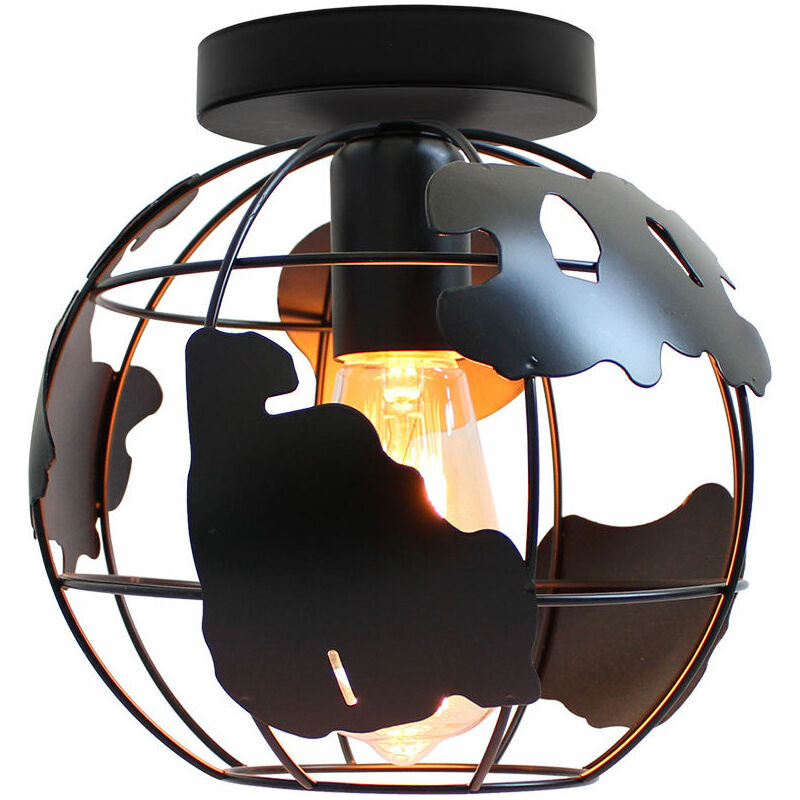 foto del prodotto axhup plafoniera soffitto, vintage lampada da soffitto con 20cm gabbia globo, industriale stile illuminazione rotonda in metallo con e27 attacco