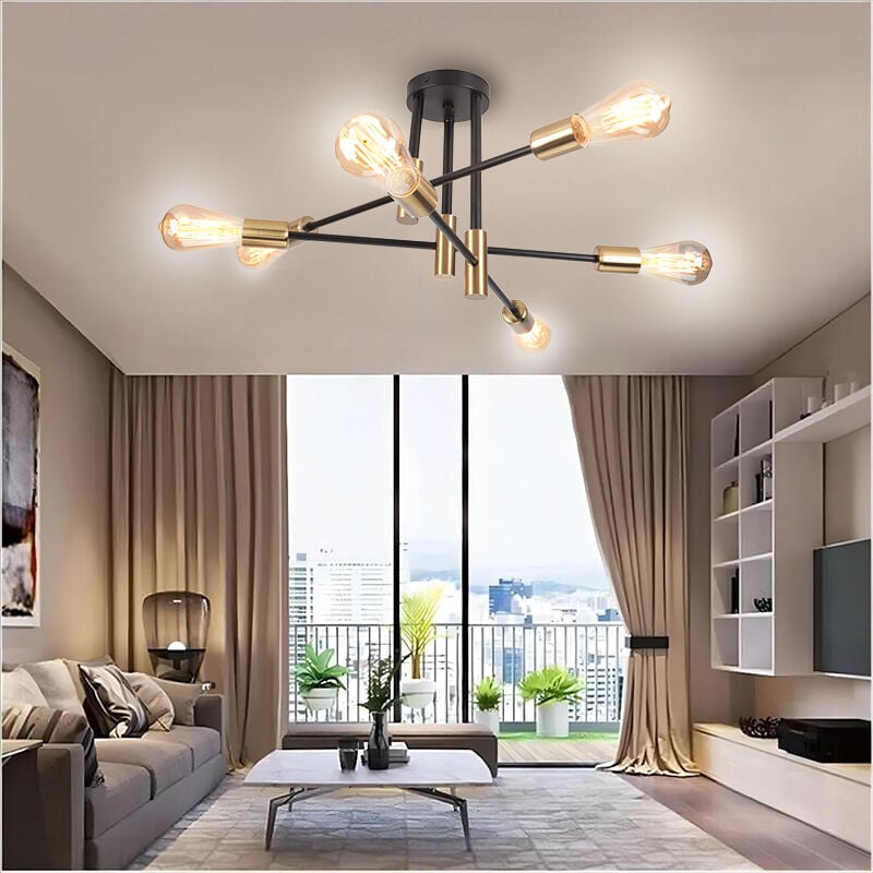 foto del prodotto axhup plafoniera vintage industriale 6 luci e27 lampada da soffitto in metallo illuminazione interna creativa per sala da pranzo camera da letto
