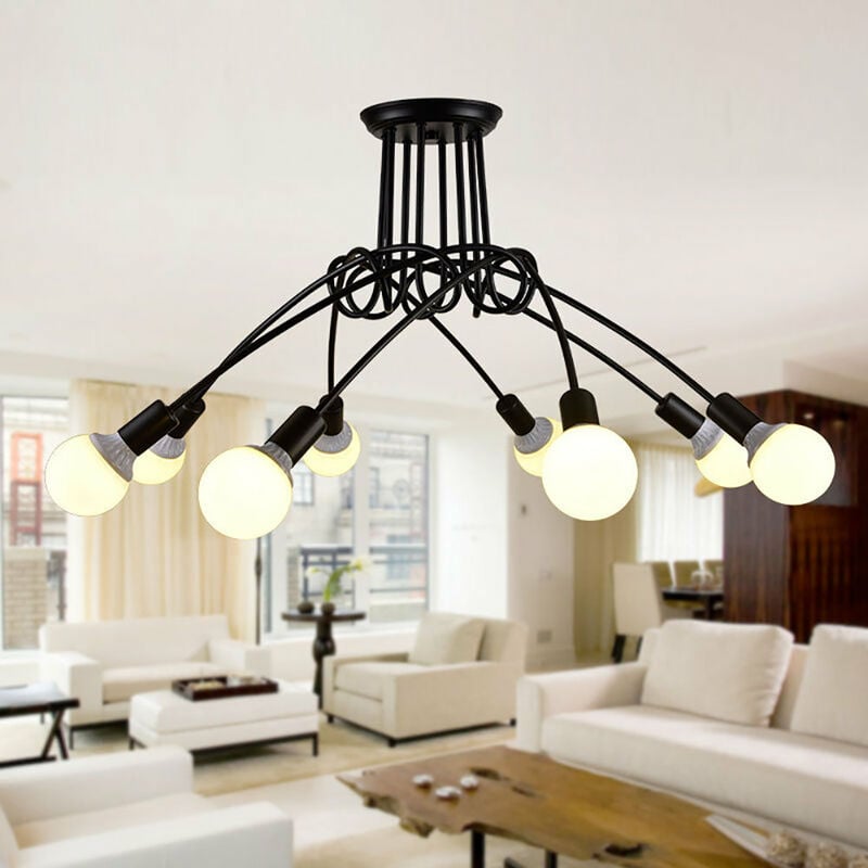foto del prodotto axhup plafoniere, 8 luci spider lampadario a soffitto in industriale stile, illuminazione creativo supporto e27 per cucina isaland camera da letto