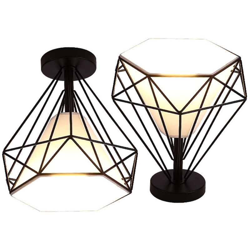 foto del prodotto axhup plafoniere in retro stile, lampade a soffitto a forma di diamante con e27, illuminazione a soffitto in metallo per corridoio bar cucina 2x