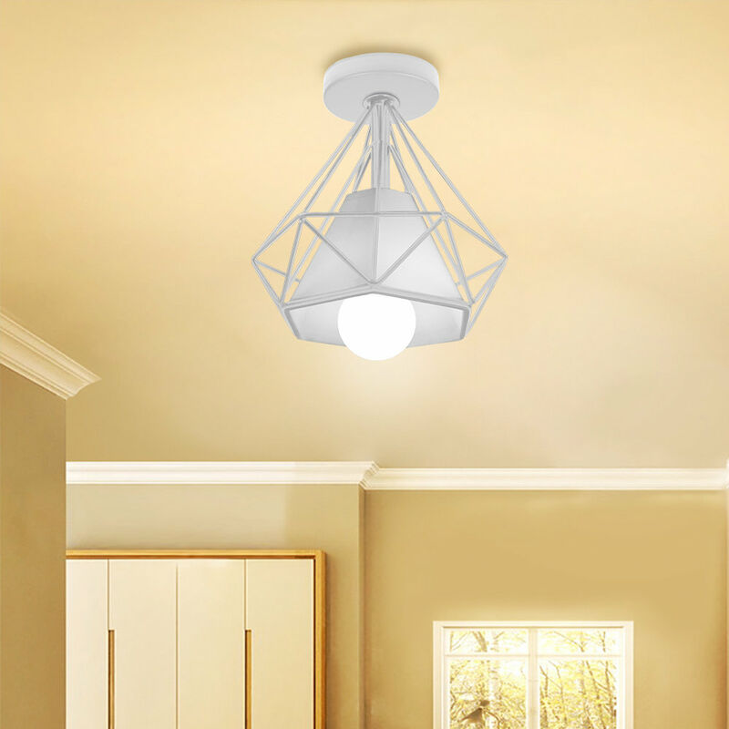 foto del prodotto axhup plafoniere interni, lampade a soffitto a forma di 20cm diamante in metallo e27, illuminazione a soffitto per corridoio bar cucina 1x bianco 