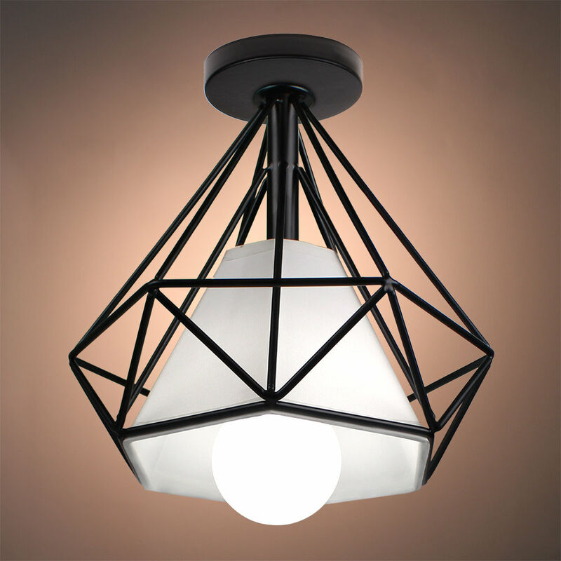 foto del prodotto axhup plafoniere interni, lampade a soffitto a forma di 20cm diamante in metallo e27, illuminazione a soffitto per corridoio bar cucina 1x nero 