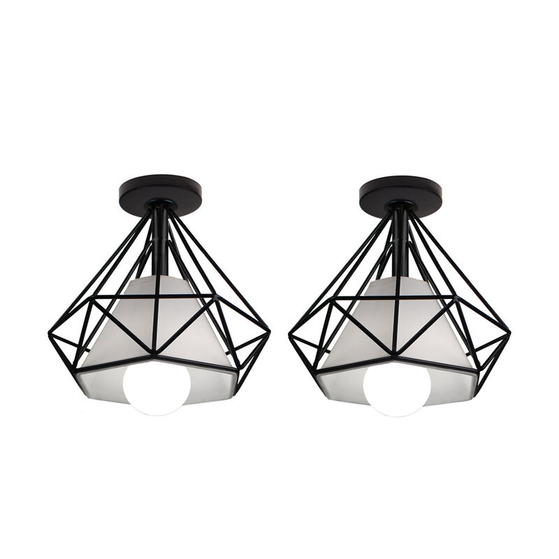 foto del prodotto axhup plafoniere interni, lampade a soffitto a forma di 20cm diamante in metallo e27, illuminazione a soffitto per corridoio bar cucina 2x nero 
