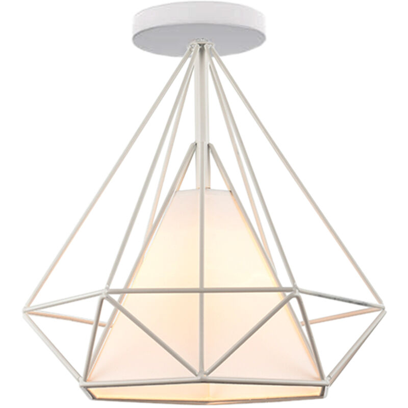 foto del prodotto axhup plafoniere interni, lampade a soffitto a forma di 25cm diamante in metallo e27, illuminazione a soffitto per corridoio bar cucina bianco 1pcs