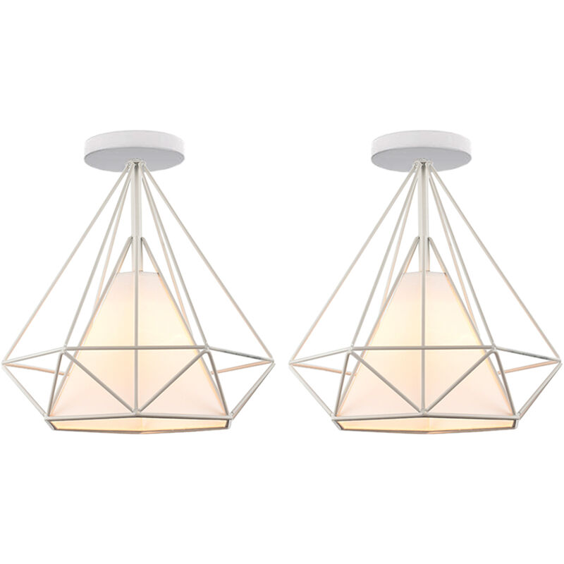 foto del prodotto axhup plafoniere interni, lampade a soffitto a forma di 25cm diamante in metallo e27, illuminazione a soffitto per corridoio bar cucina bianco 2pcs