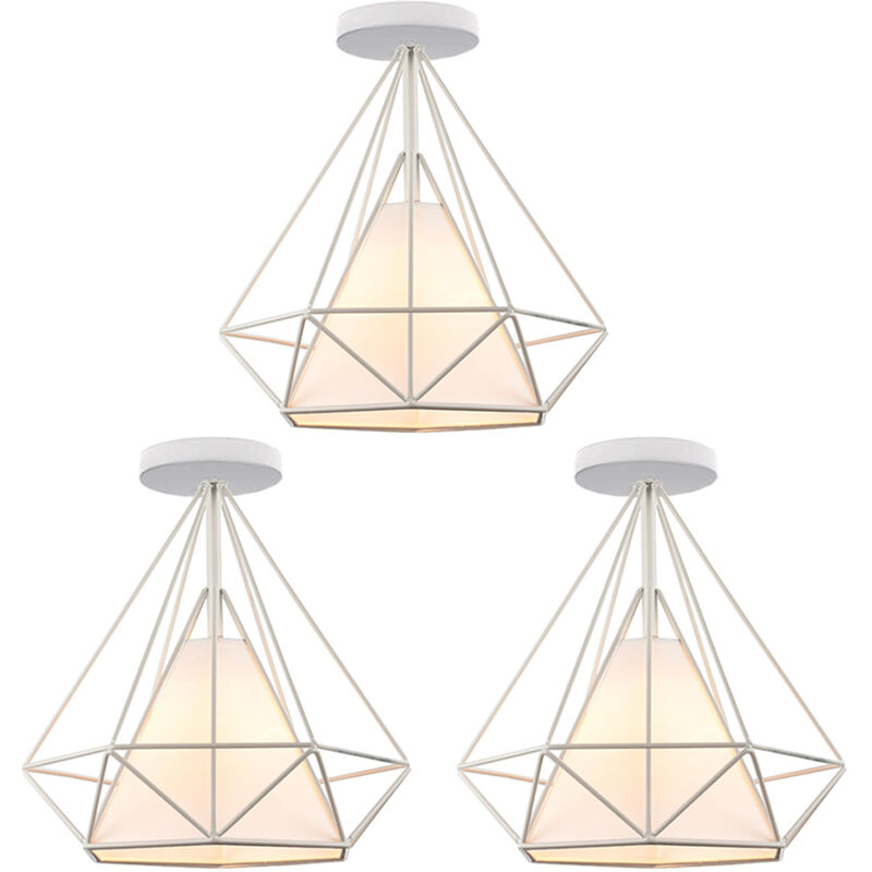 foto del prodotto axhup plafoniere interni, lampade a soffitto a forma di 25cm diamante in metallo e27, illuminazione a soffitto per corridoio bar cucina bianco 3pcs