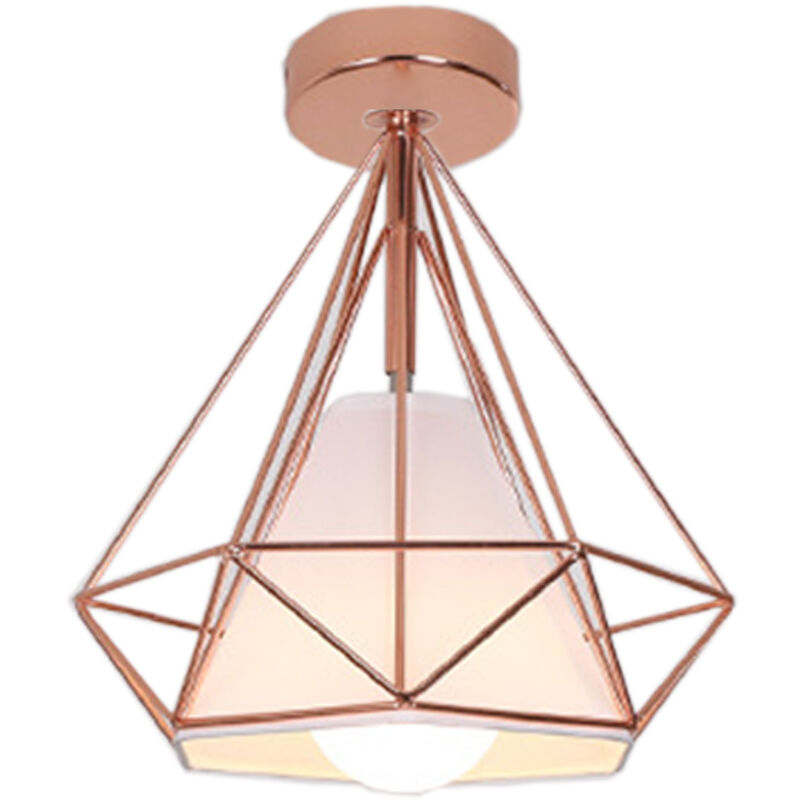 foto del prodotto axhup plafoniere interni, lampade a soffitto a forma di 25cm diamante in metallo e27, illuminazione a soffitto per corridoio bar cucina oro rosa 1