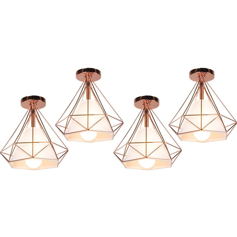 foto del prodotto axhup plafoniere interni, lampade a soffitto a forma di 25cm diamante in metallo e27, illuminazione a soffitto per corridoio bar cucina oro rosa 4