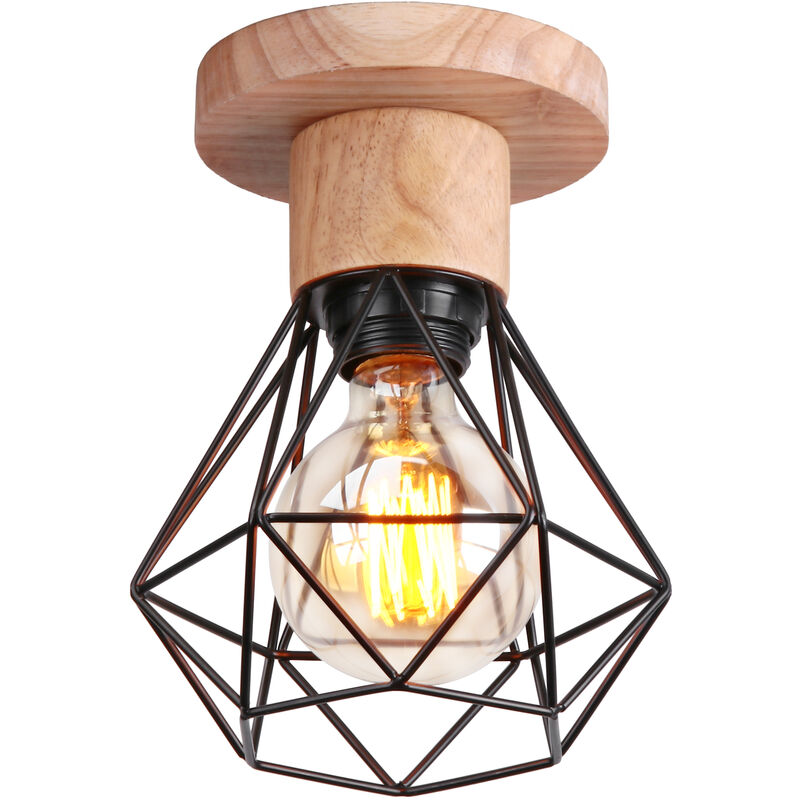 foto del prodotto axhup plafoniere soffitto, 16cm diamante lampade a soffitto, illuminazione con gabbia per soggiorno sala da pranzo camera da letto nero legno 1