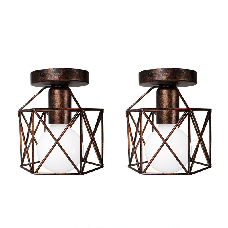 foto del prodotto axhup plafoniere soffitto, 16cm mini piazza lampade a soffitto, illuminazione con metallo gabbia e27 per soggiorno sala da pranzo camera da letto