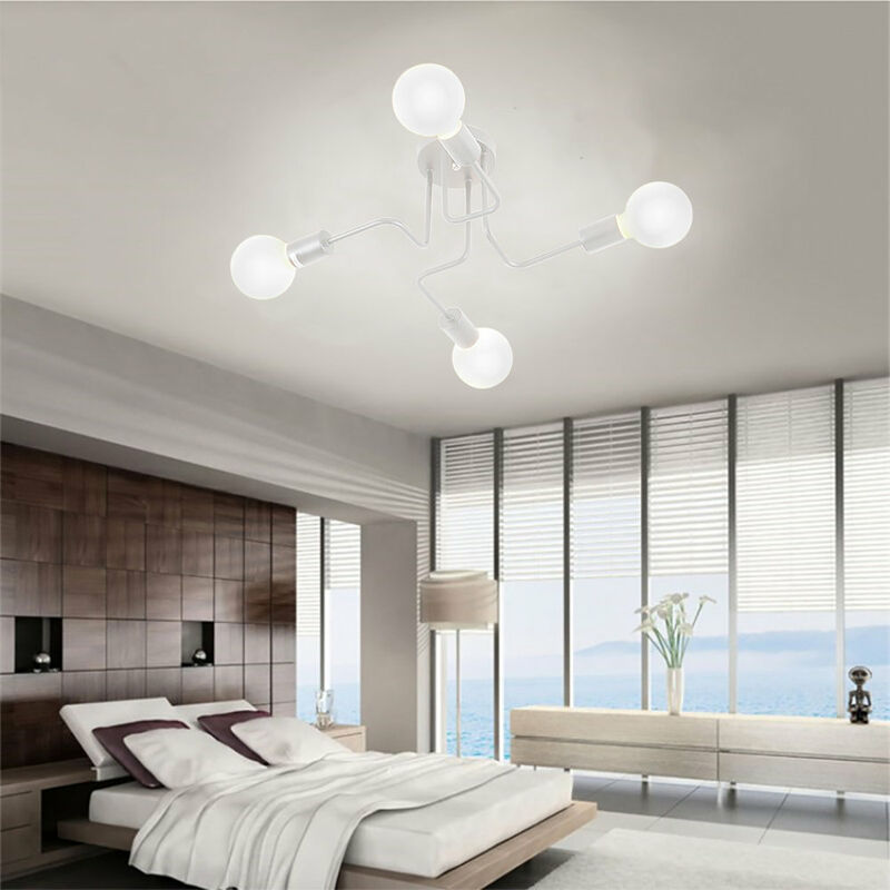 foto del prodotto axhup plafoniere soffitto, 4 luci spider lampadario a soffitto, plafoniere illuminazione supporto e27 per cucina isaland camera da letto bianco 
