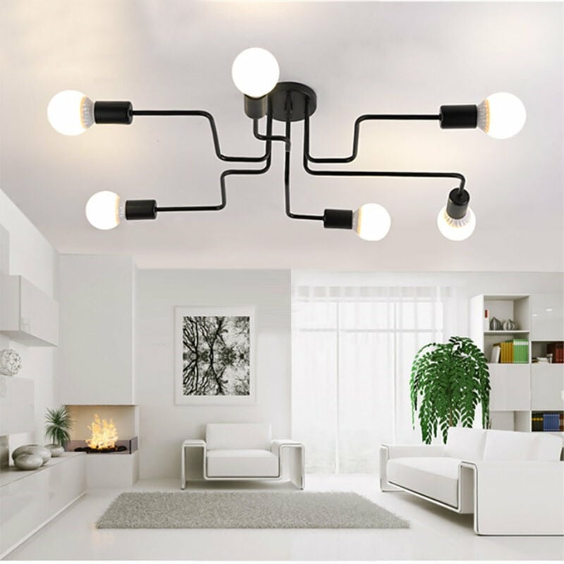 foto del prodotto axhup plafoniere soffitto, 6 luci spider lampadario a soffitto, plafoniere illuminazione supporto e27 per cucina isaland camera da letto nero 