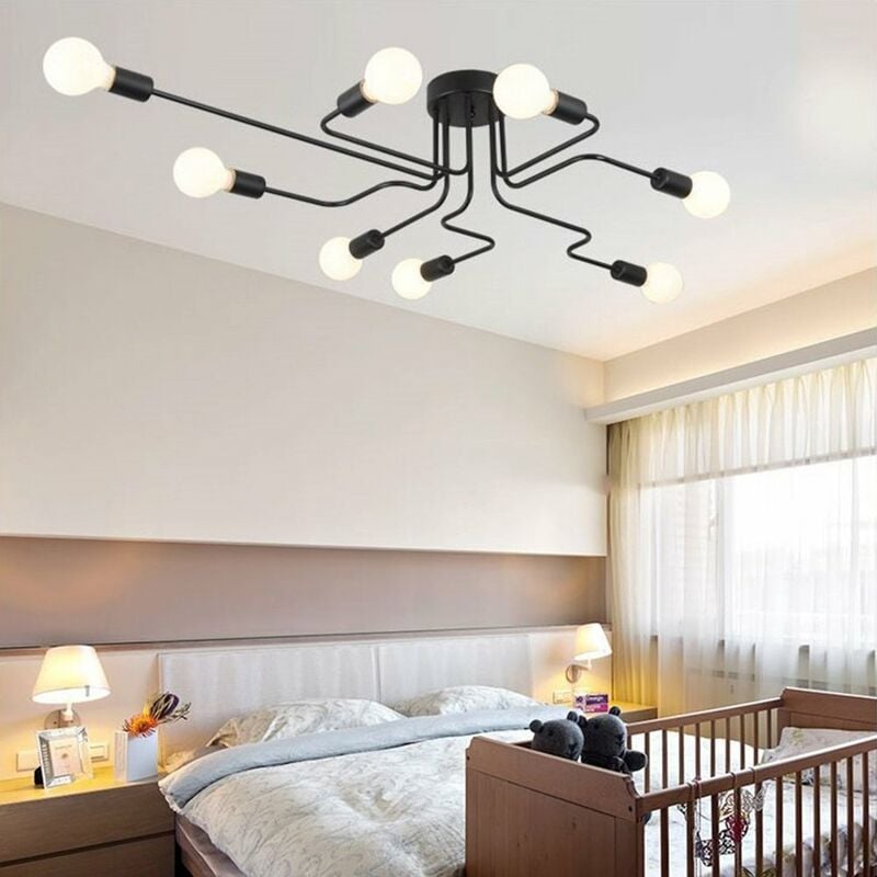 foto del prodotto axhup plafoniere soffitto, 8 luci spider lampadario a soffitto, plafoniere illuminazione supporto e27 per cucina isaland camera da letto nero 