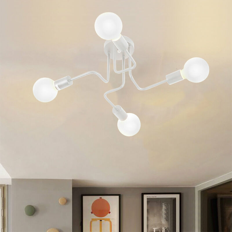 foto del prodotto axhup plafoniere soffitto, spider lampadario a soffitto, plafoniere illuminazione supporto e27 per cucina isaland camera da letto 4 luci bianco