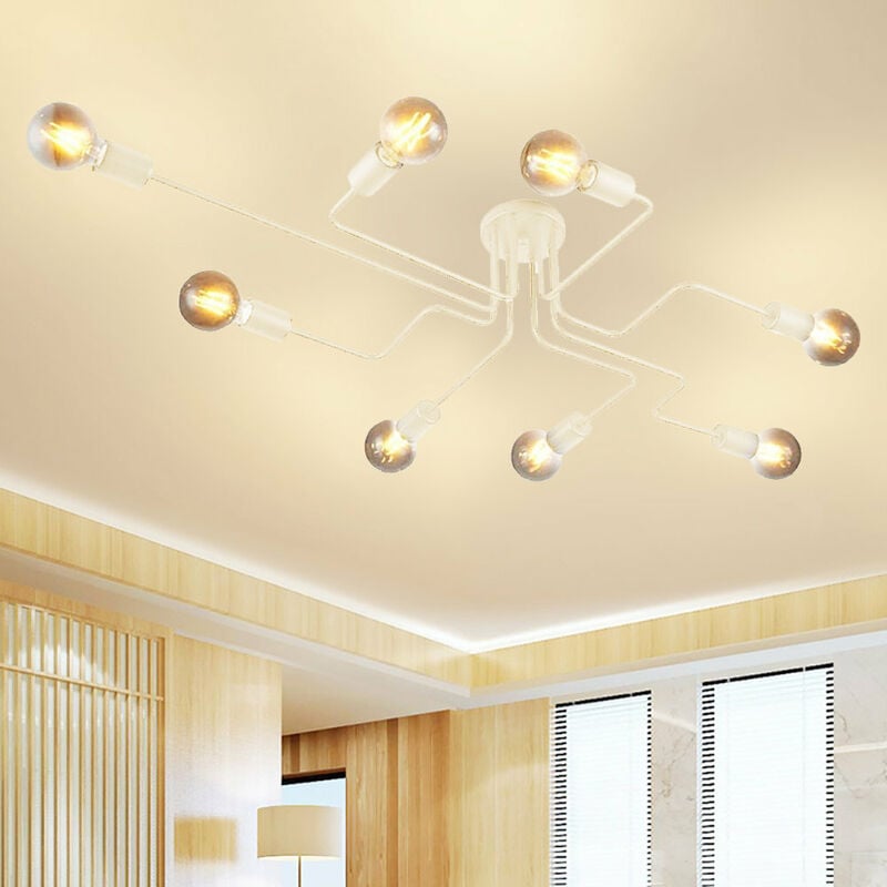 foto del prodotto axhup plafoniere soffitto, spider lampadario a soffitto, plafoniere illuminazione supporto e27 per cucina isaland camera da letto 8 luci bianco