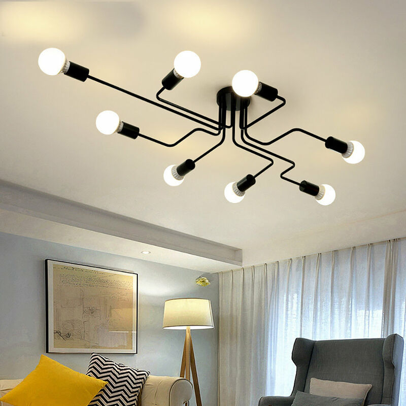 foto del prodotto axhup plafoniere soffitto, spider lampadario a soffitto, plafoniere illuminazione supporto e27 per cucina isaland camera da letto 8 luci nero