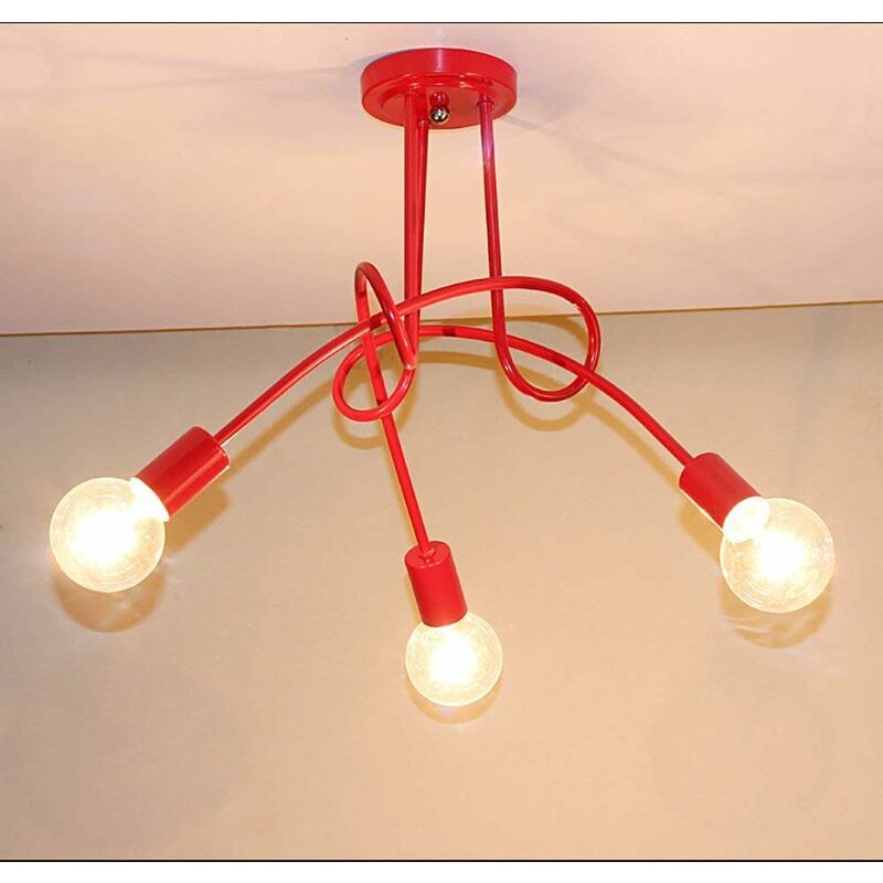 foto del prodotto axhup plafoniere spider, 3 luci lampadario a soffitto in industriale stile, illuminazione creativo supporto e27 per cucina camera da letto rosso 