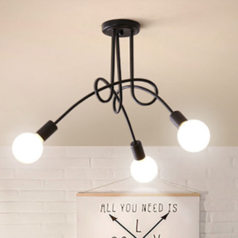 foto del prodotto axhup plafoniere spider, lampadario a soffitto in industriale stile, illuminazione creativo supporto e27 per cucina camera da letto 3 luci nero